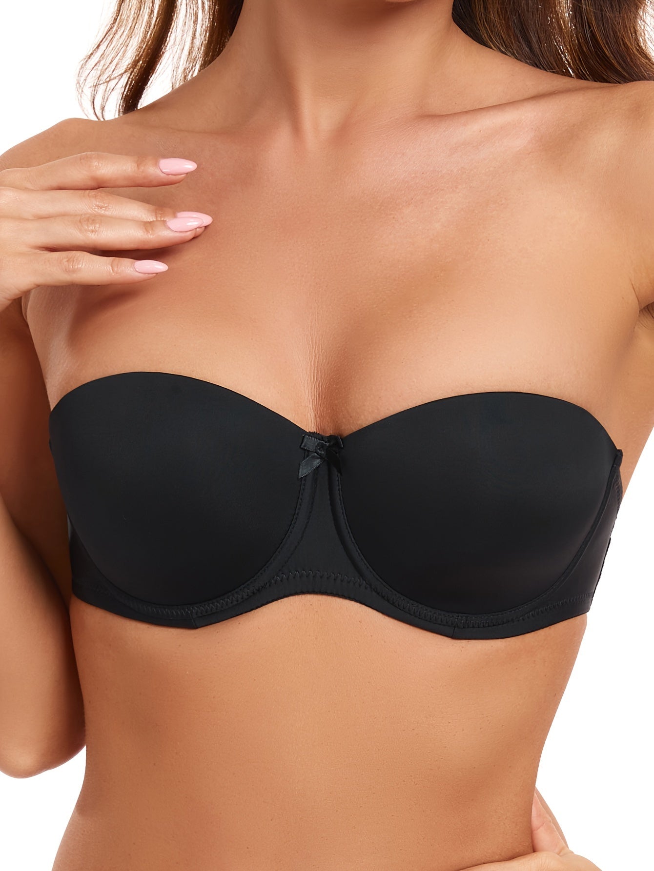 Sujetador de encaje con aros y tirantes transparentes para mujer, lencería cómoda