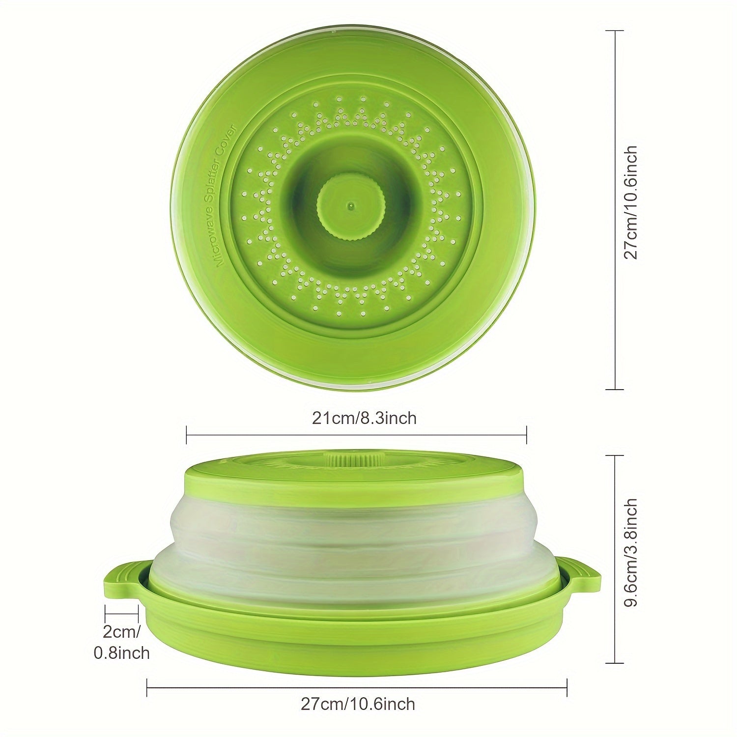 Microwave Splatter Cover Set with Tray 26.92 cm BPA-Free Splash Guard Plate in Blue Gray Red Green