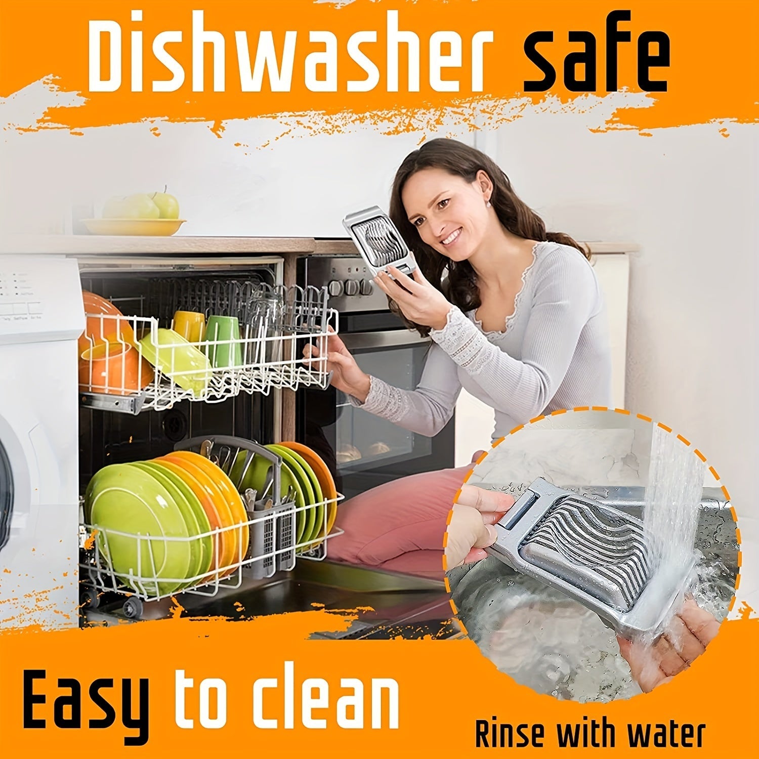 Stainless Steel Egg Slicer for Hard-Boiled Eggs, Fruit Cutter, Dishwasher Safe