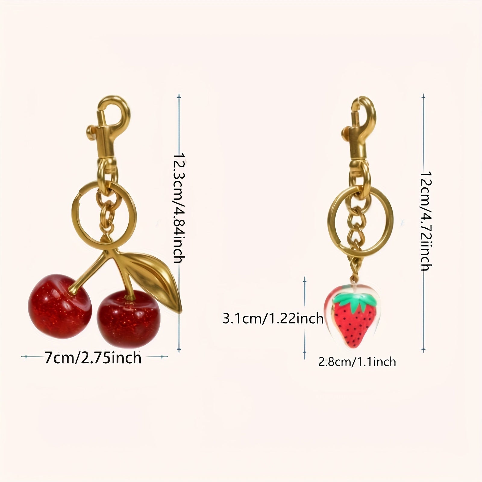 Sparkling Cherry Keychain Charm Resin Metal Women’s Decorative Accessory