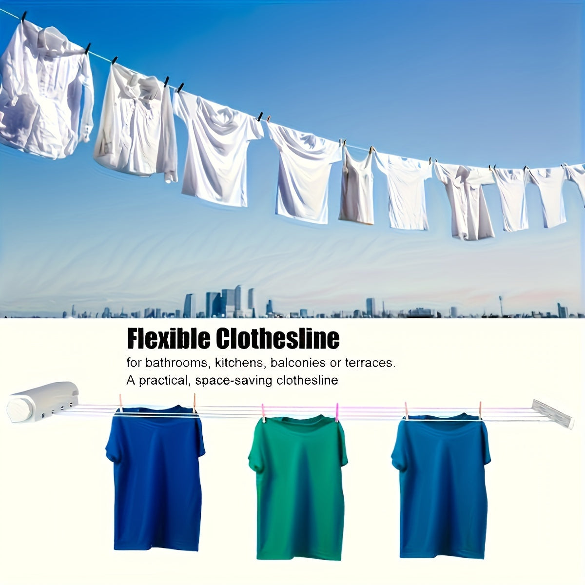 Telescopic Clothes Drying Rack with Spring Mechanism Four or Five Line Clothesline Multi-functional Laundry Towel Drying Rack
