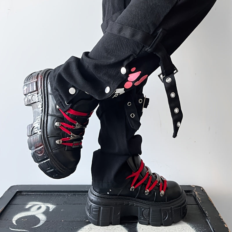 Women's Y2K Punk Platform Ankle Boots Black Synthetic High Heel Shoes