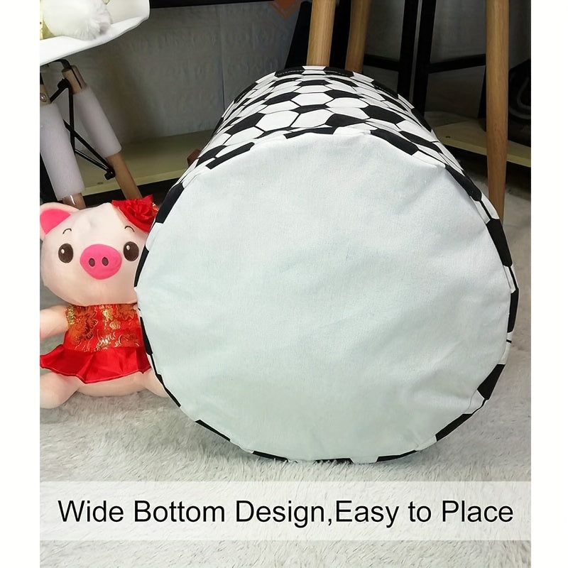 Large Fabric Laundry Hamper Collapsible Waterproof Round with Football Design for Dorms Bedrooms Bathrooms