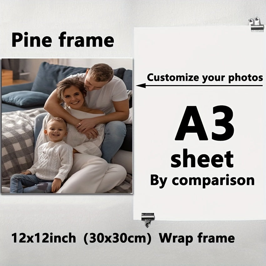 Personalized Family Photo Canvas Print Framed Wall Art for Living Room Bedroom Office