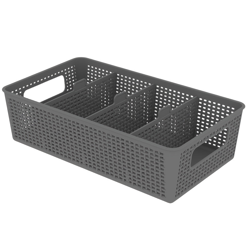 Multi-Purpose Woven Storage Box with Divider for Bathroom and Kitchen Cabinets 1-8 Pieces