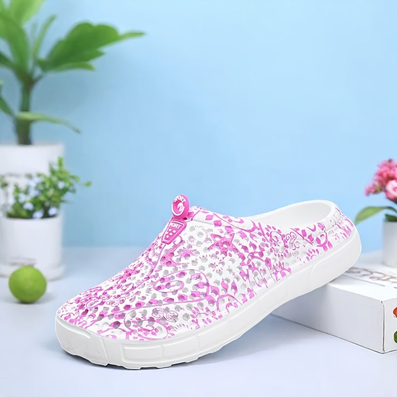 Women's and Men's All-Season Mesh Slip-On Garden Clogs with Floral Print