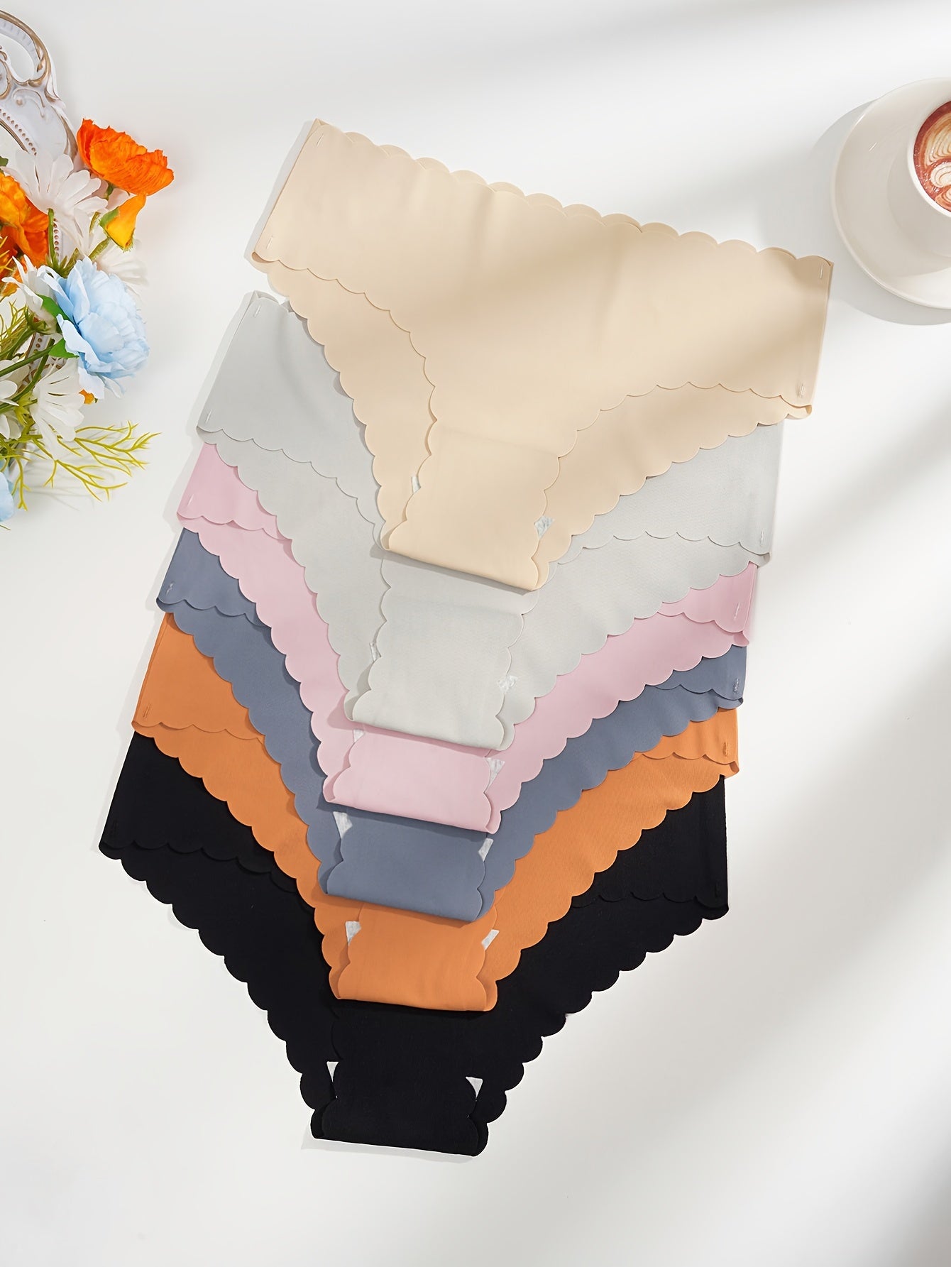 Women's Low-Rise Bikini Panties Set 6 Pack Polyamide Elastane Wave Edge Vibrant Colors