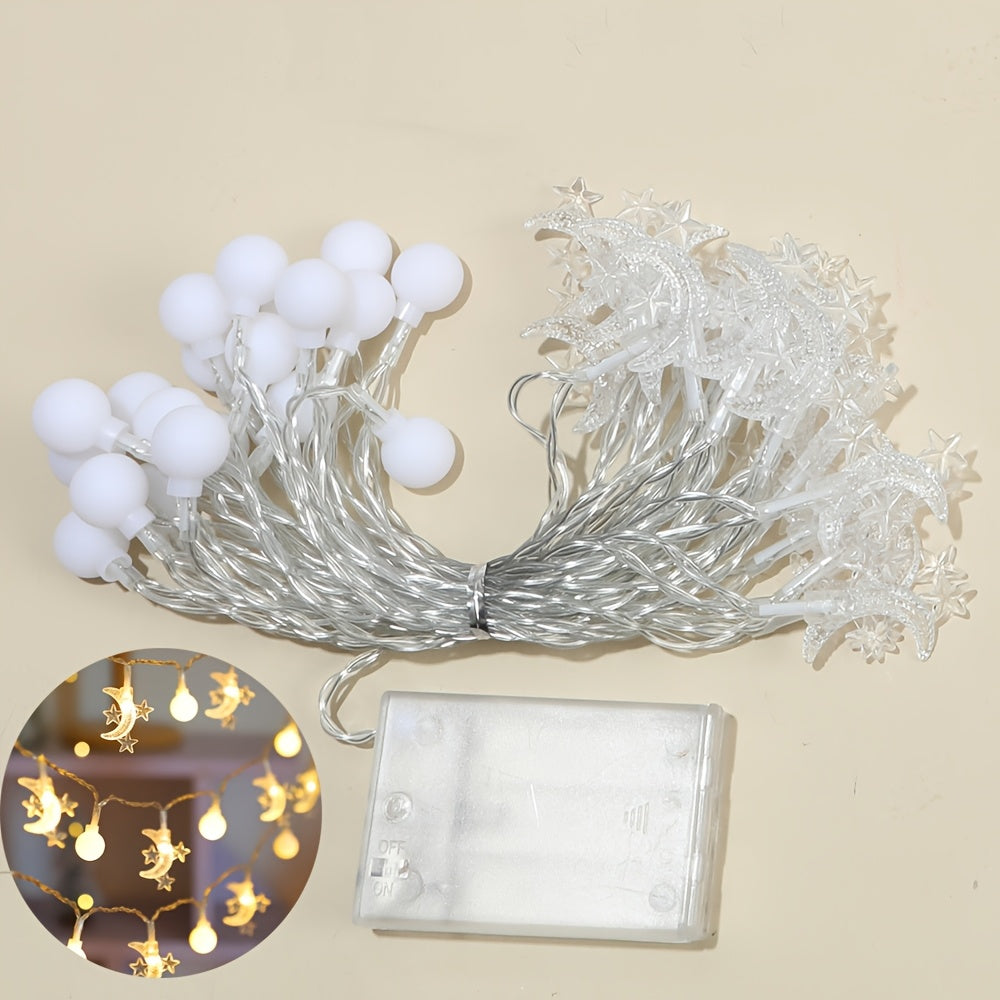 Ramadan Moon and Star String Lights Battery Operated Indoor Decoration for Eid and Parties