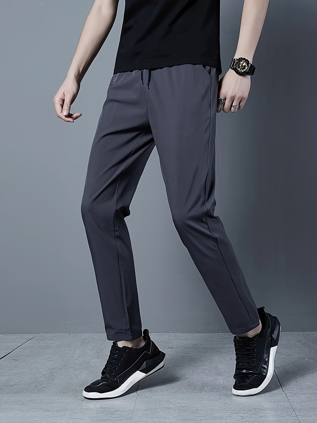 Men's Solid Golf Pants Slim Fit Drawstring Pockets Summer Polyester