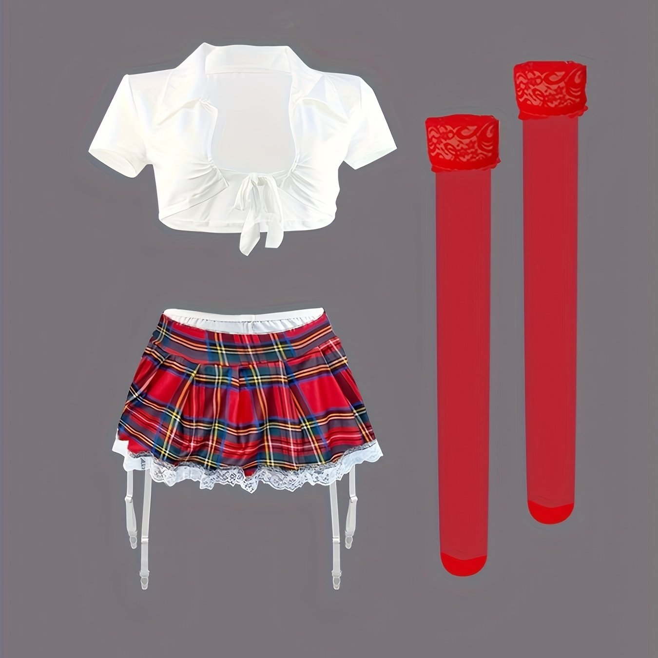 Disfraz de lencería seductora con medias de liga para mujeres