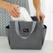 Insulated Oxford Fabric Lunch Bag with Side Pockets for Food and Utensils