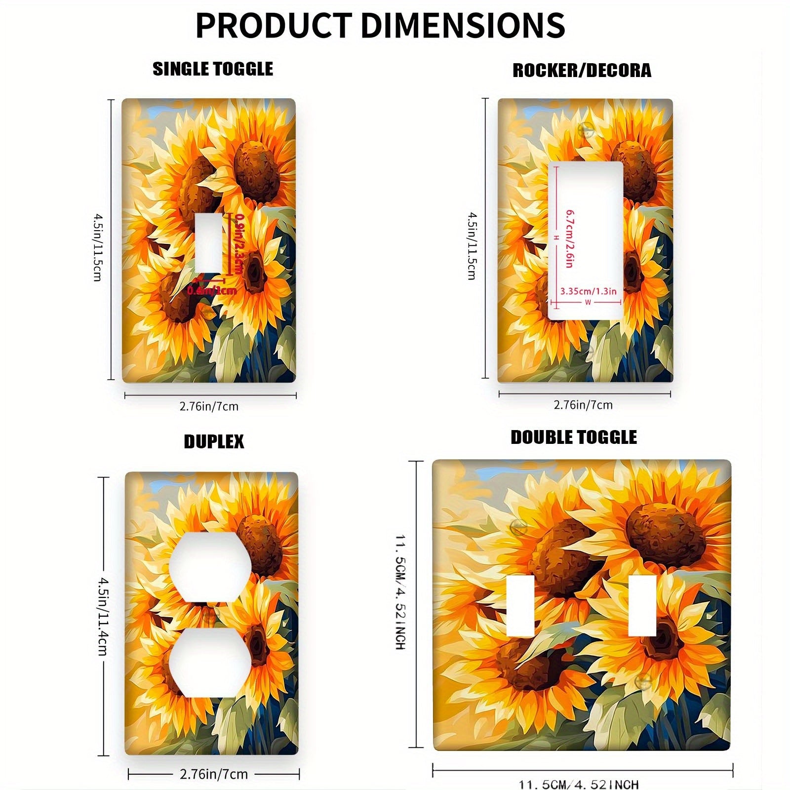 Sunflower Diamond Art Light Switch Cover No Batteries Required Fits Standard Outlets for Kitchen Bathroom Living Room