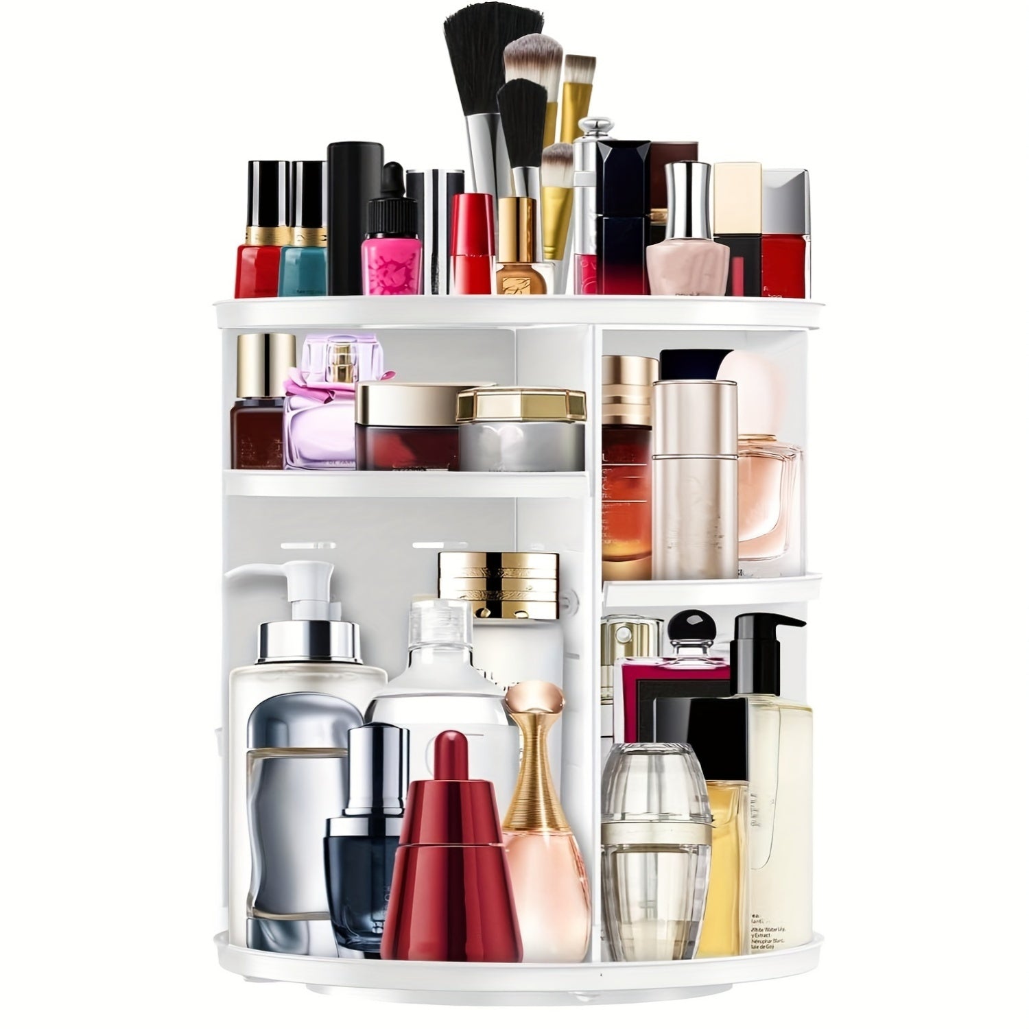 Plastic Cosmetic Organizer Rotates 360° for Easy Access Large Makeup Storage