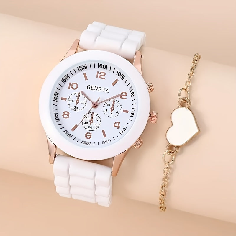 Set of 2 Silicone Wrist Watches for Teenagers with Casual Straps and Pointer Display