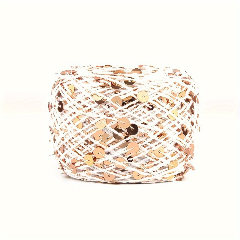 Sequin Cotton Yarn for Hand Knitting and Crocheting 50g White Red Black Beige