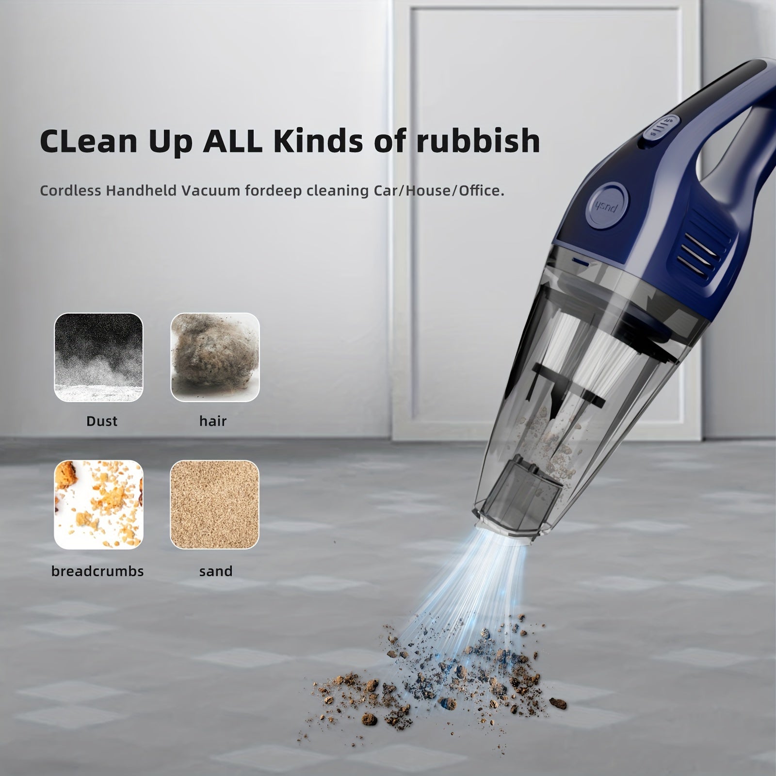 Handheld Cordless Wet Dry Vacuum Cleaner for Home Car Rechargeable Compact