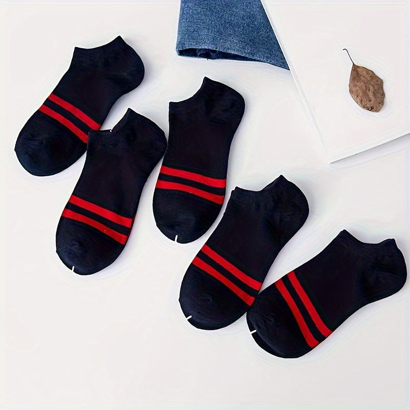 5 juft erkaklar uchun past kesimli sport paypoqlari oq, dengiz ko'k, qora, kulrang va och yashil ranglarda, bahor va yozda nafas olish va namni olib tashlash uchun mo'ljallangan.