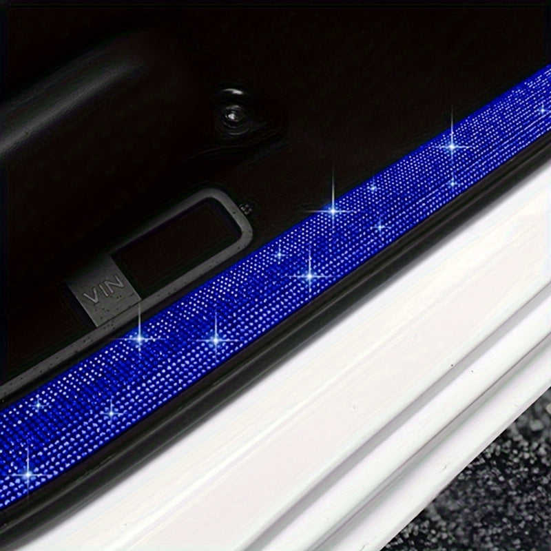 Cinta protectora para umbral de puerta de coche, decorada con rhinestones, autoadhesiva, 60cm