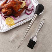 Stainless Steel Turkey Baster and Silicone Brush Set for Marinades and Cooking