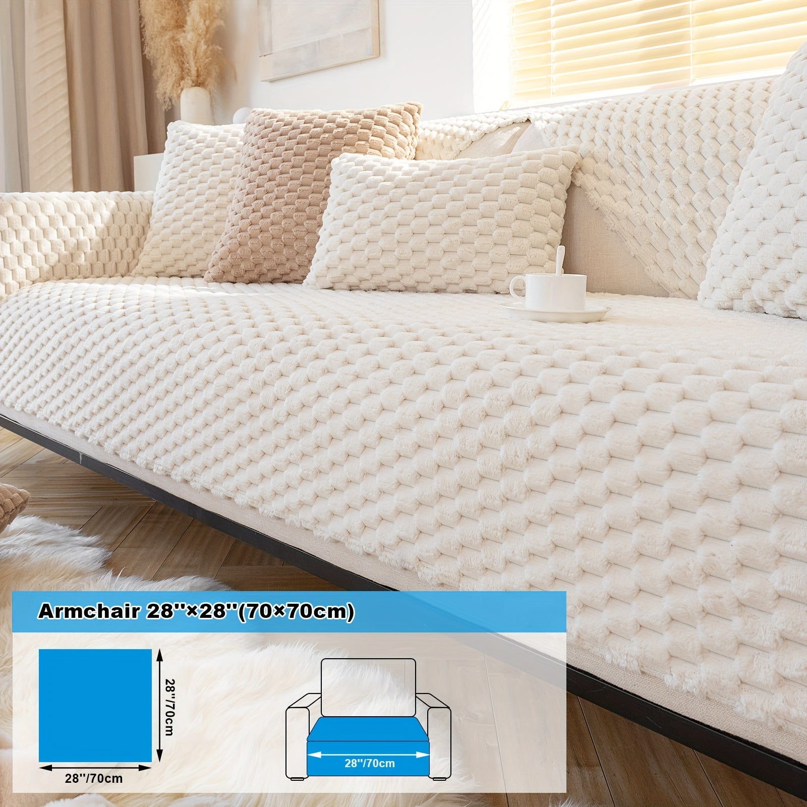 Velvet Sofa Cover Non-Slip Pet-Friendly Thick Furniture Slipcover for Armchairs and Sectionals