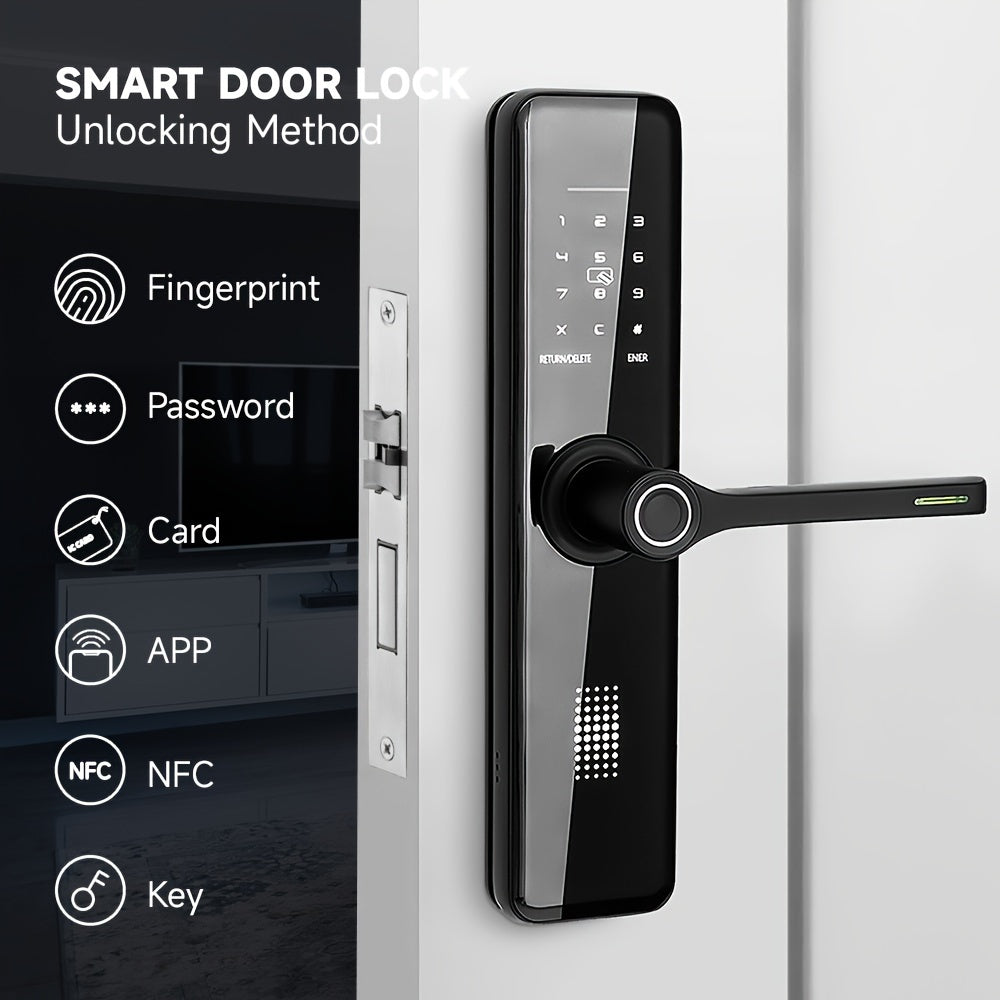 SUMUS Smart Door Lock - bu kalitsiz kirish, old eshik qulfi, alyuminiy qotishmasidan tayyorlangan. U universal, batareyalar bilan ishlaydi, Wi-fi mavjud va ilova va raqamli klaviatura bilan birga keladi. Zarba qarshi, lekin