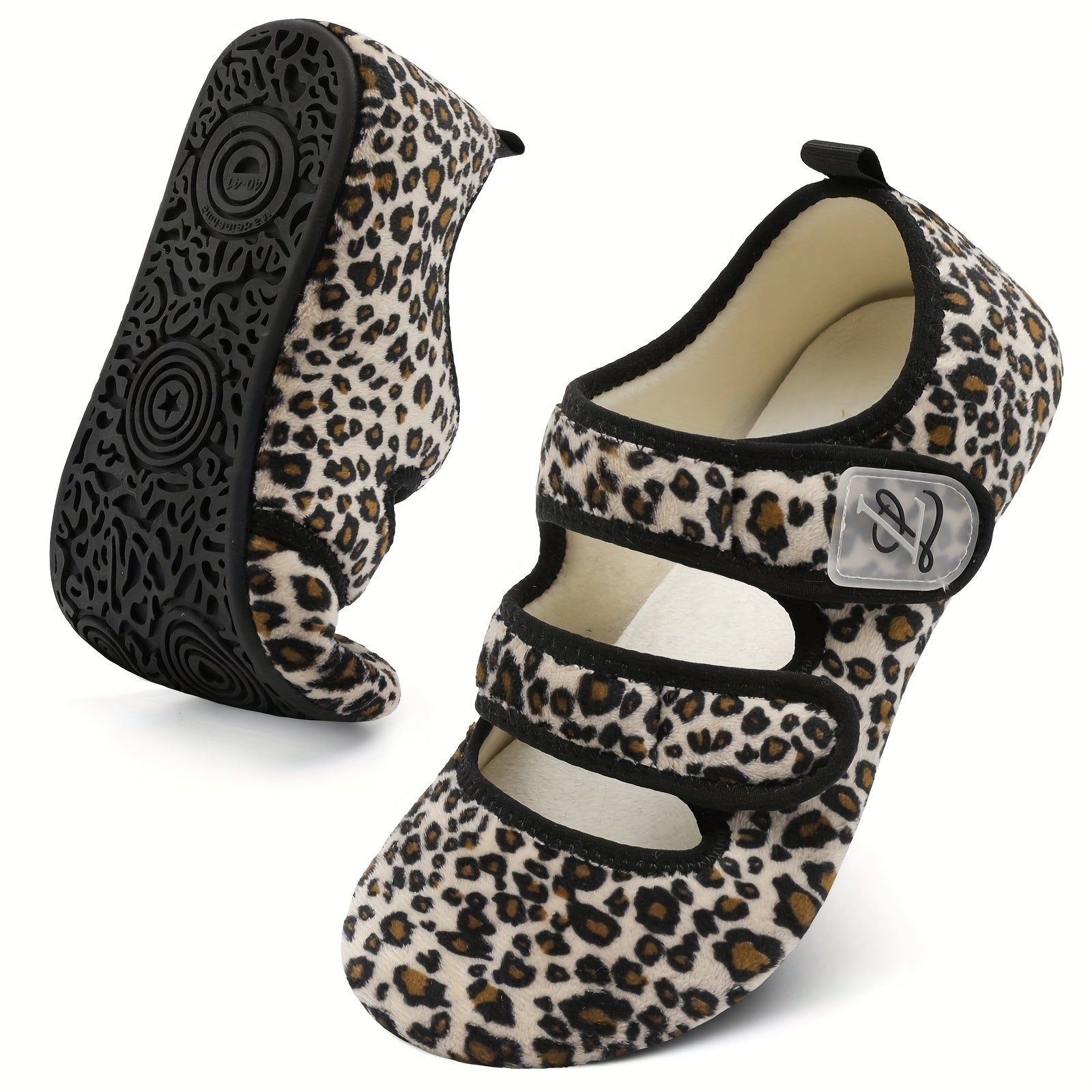 Women's Wide Slip-On Slippers with Rubber Sole Indoor Outdoor House Shoes