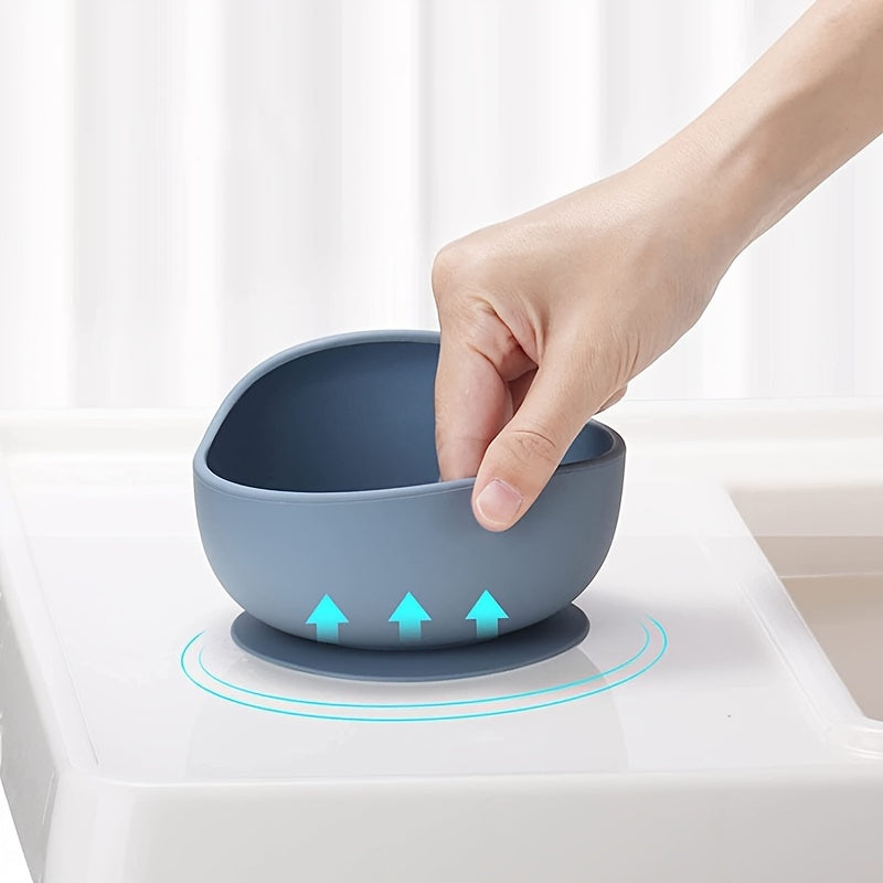 Kids' Feeding Set Silicone Bowl with Suction and Wooden Fork BPA-Free Dishwasher Safe 9 Colors