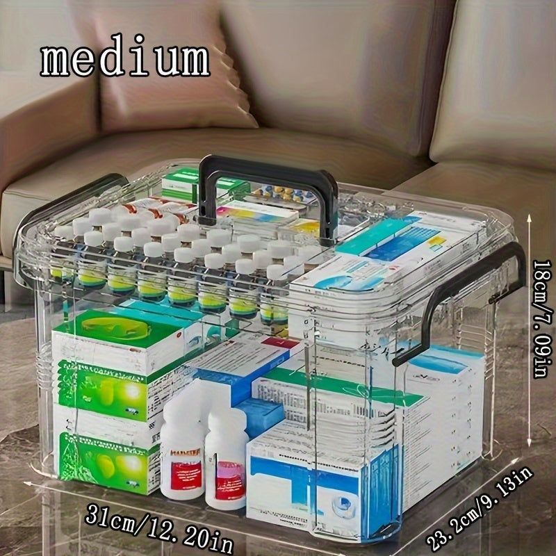 Toza suv o'tkazmaydigan plastmassa saqlash qutisi kvadrat klip bilan yopiladigan qopqoq bilan uy xo'jaligi uchun dorilarni tashkil etish