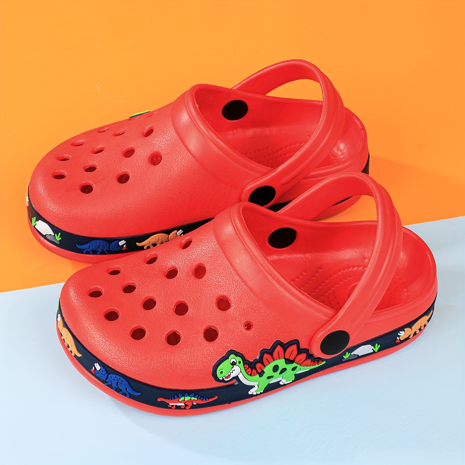 Toddler Girls Cartoon Print Platform Clogs with Closed Toe Anti-Skid Sole Hollow Out Design