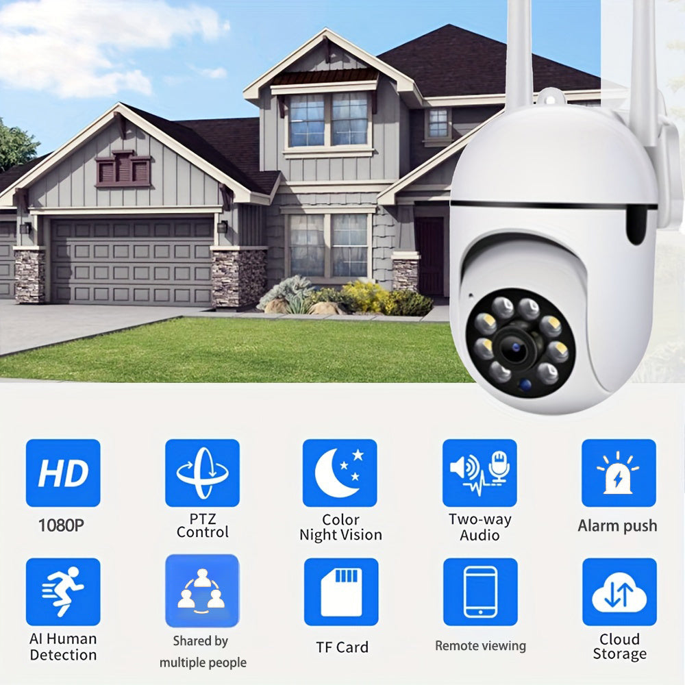 Wireless 2MP HD WiFi Security Camera with Motion Detection Two-Way Audio Night Vision PTZ USB Powered