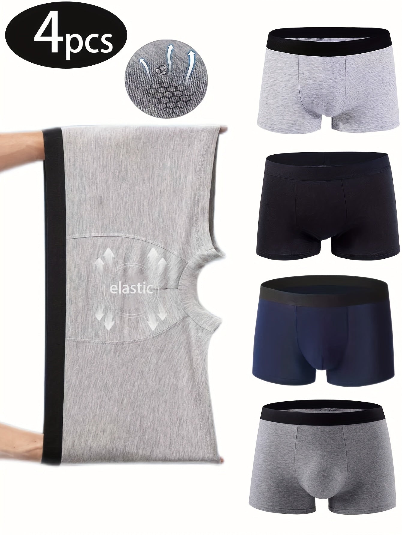 Men's Cotton Underwear Shortie Pack of 4 6 10 Breathable Quick-Dry Comfortable