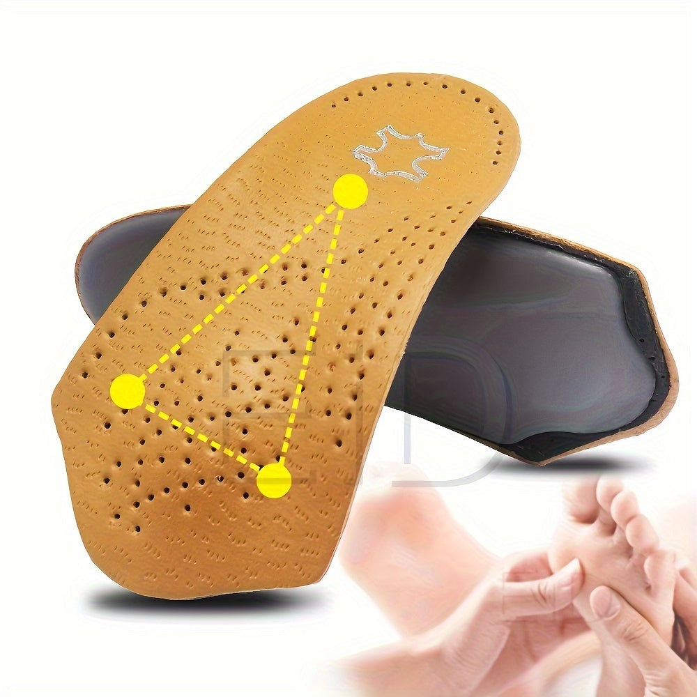 Unisex Faux Leather Arch Support Insoles Anti Slip Thick Half Pads