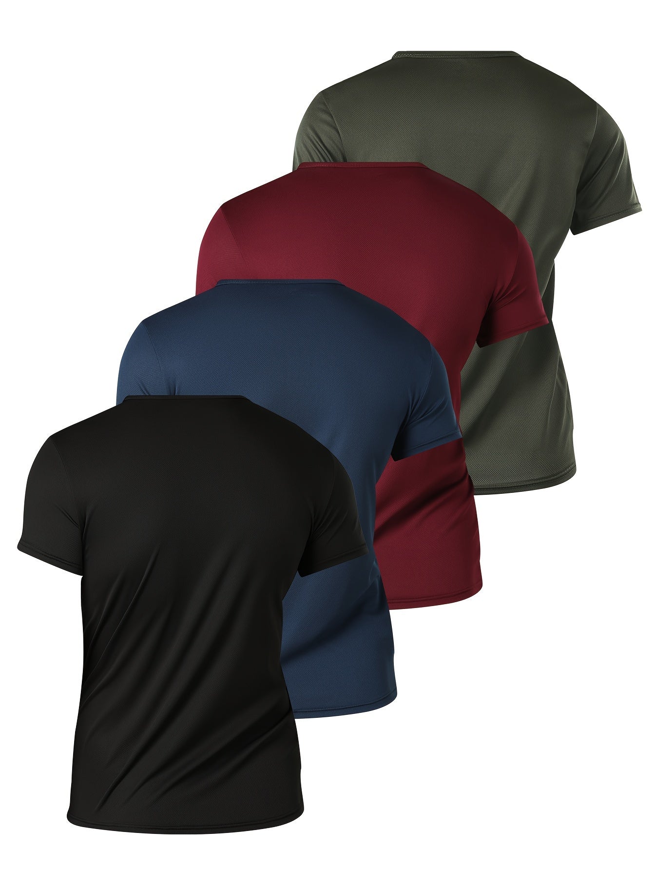 Men's Breathable Polyester T-Shirts Short Sleeve Crew Neck Solid Colors Casual Spring Summer
