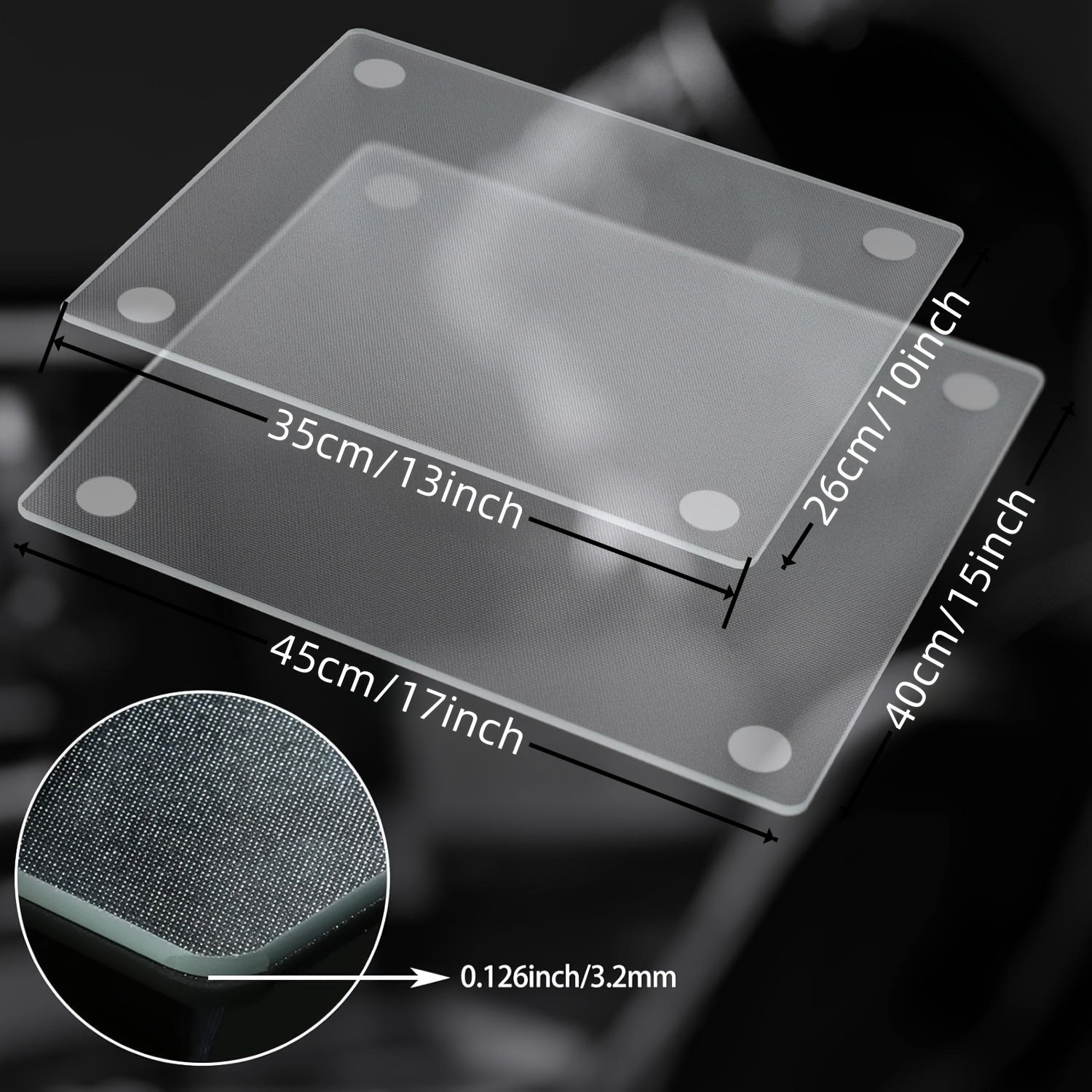 Set of 2 Clear Tempered Glass Cutting Boards Kitchen Heat Resistant Countertop Protectors