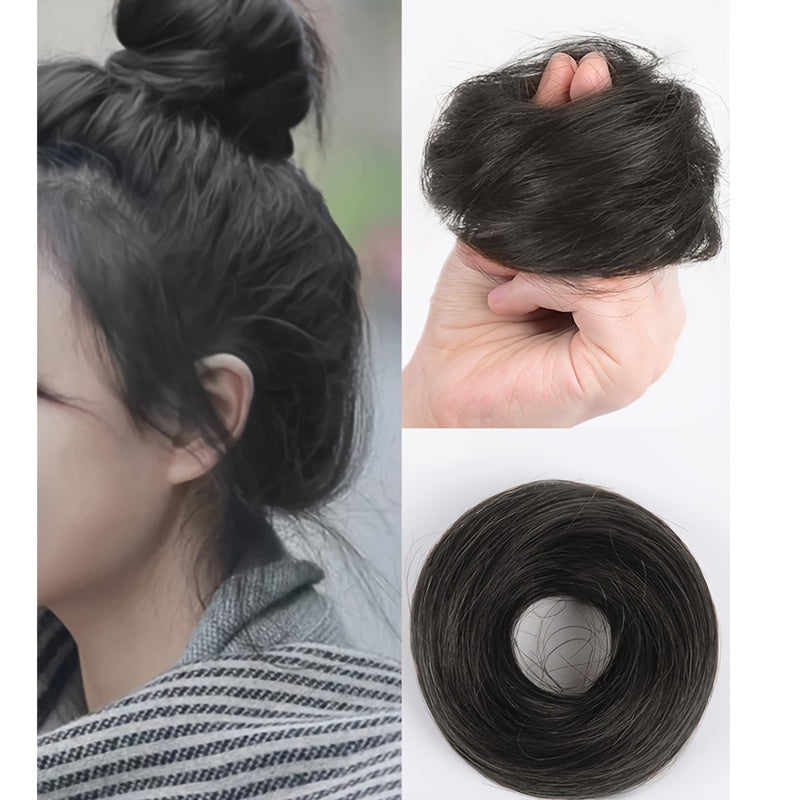 Women Synthetic Hair Bun Ponytail Extension 3-Inch Elastic Donut for Casual and Party Wear