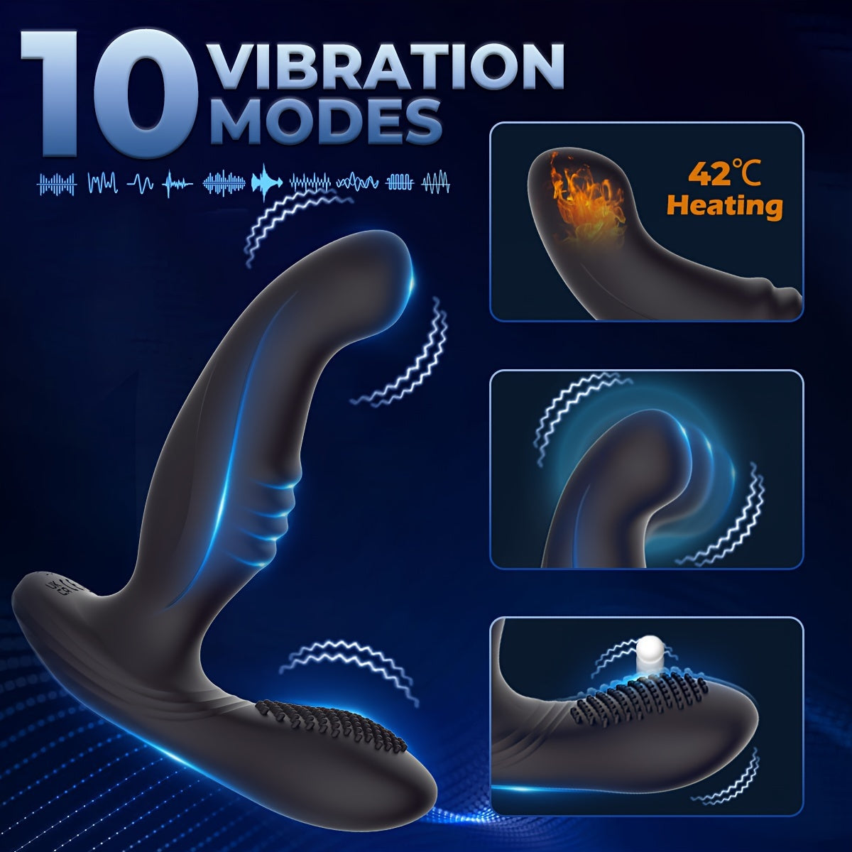 Men Silicone Finger-like Prostate Massager with Remote Control and USB Rechargeable