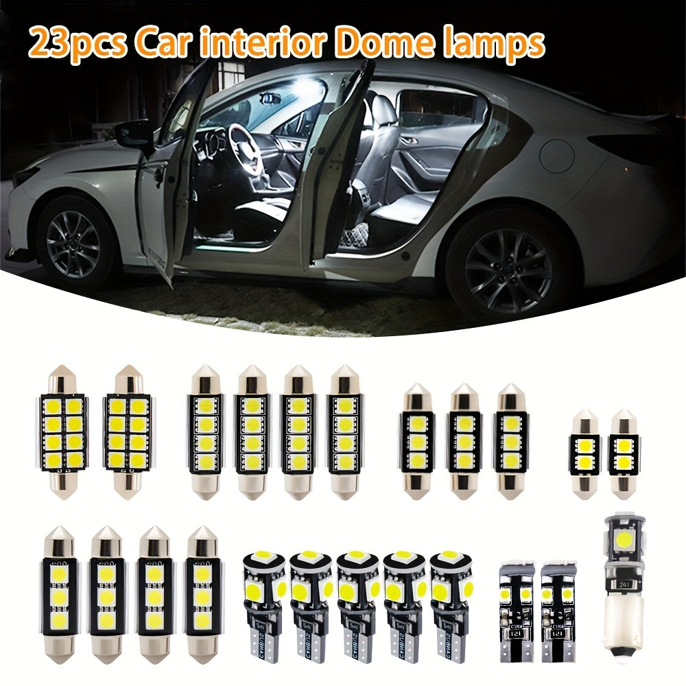 23Pcs Bombillas LED blancas T10 W5W para interior, luz de mapa y domo, 6000K