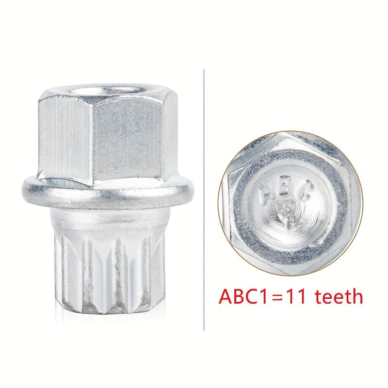 Universal temir rozetkali kalitlar to'plami, shinalarni o'g'irlashdan himoya qilish uchun sozlanadigan xex boshli