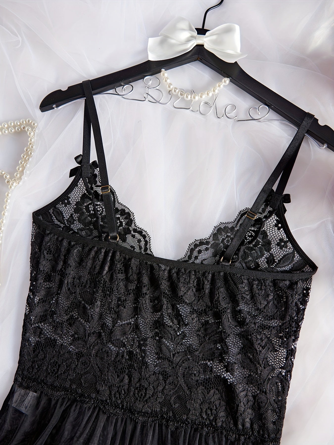 Women's Floral Lace Bow Teddy Open Crotch Backless Bodysuit Sexy Lingerie