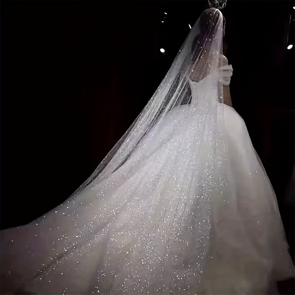 Bridal Wedding Hair Accessories Glitter Veil for Brides 1 Piece