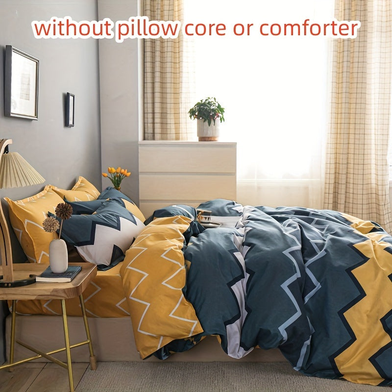 Комплект одеяла с узором из волн из 4 частей с наволочками и простыней для всех сезонов