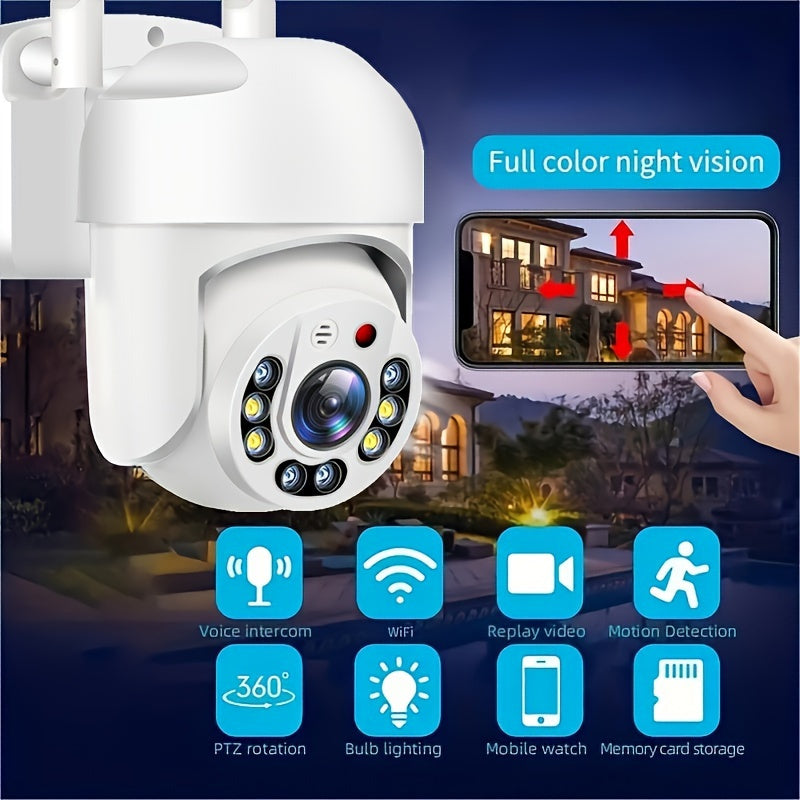Outdoor WiFi PTZ Security Camera with Auto Tracking 360° Surveillance Night Vision Two-Way Audio