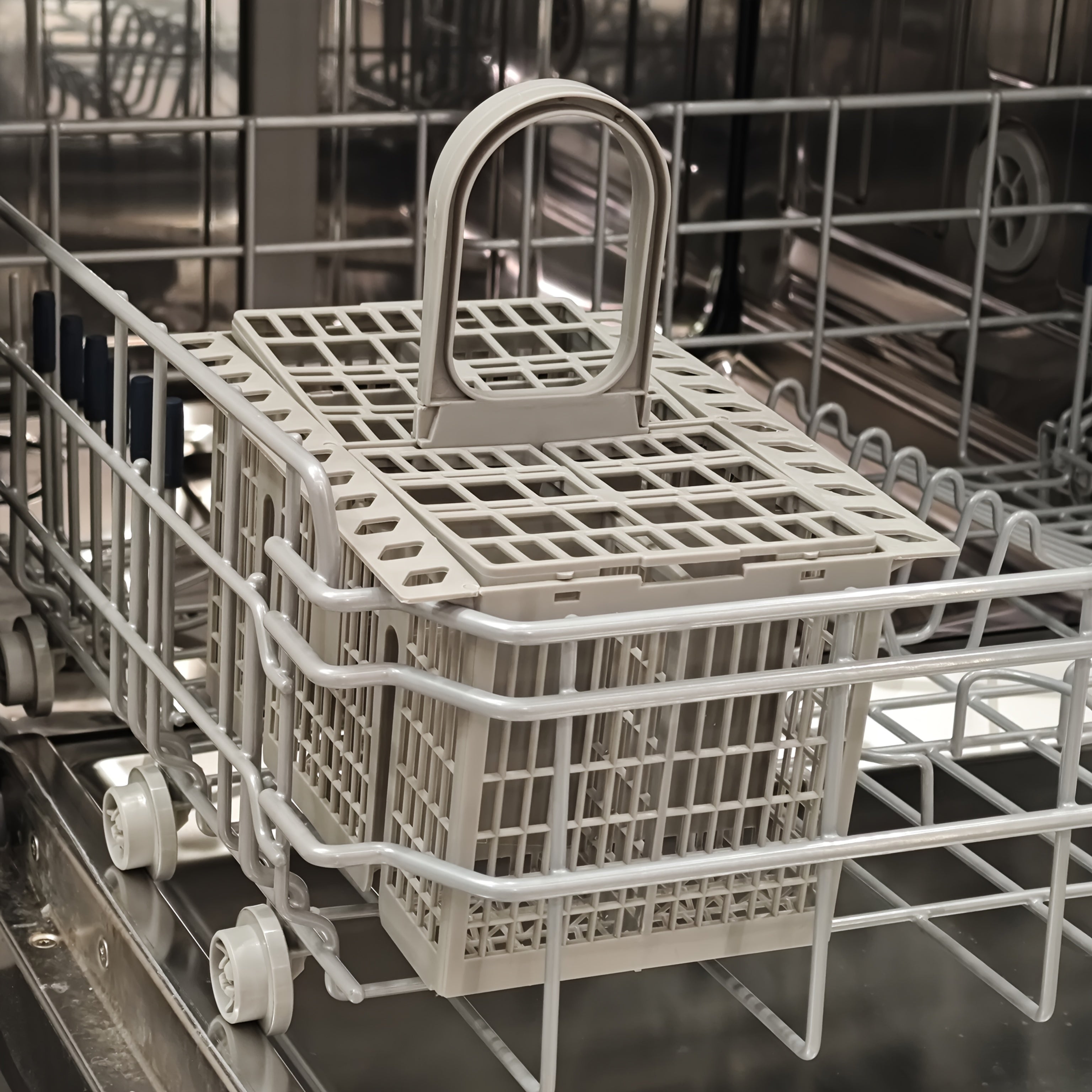 Пластиковая корзина для посуды с отделением для ножа и вилки, прочный материал