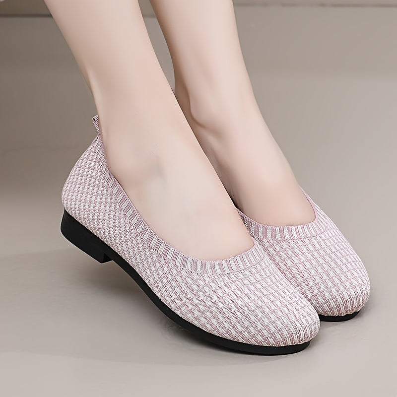 Women's Knit Slip-On Casual Flats Soft Sole Breathable Fabric All Seasons