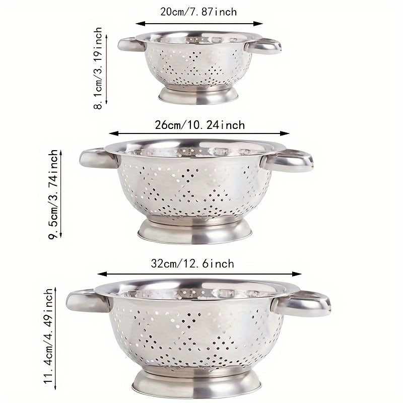 Stainless Steel Kitchen Colander with Handles for Washing and Draining Vegetables Fruits Pasta