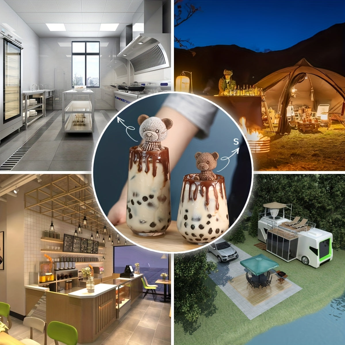 Silicone Bear Ice Cube Mold Kitchen Gadget Ice Ball Cubes for Drinks