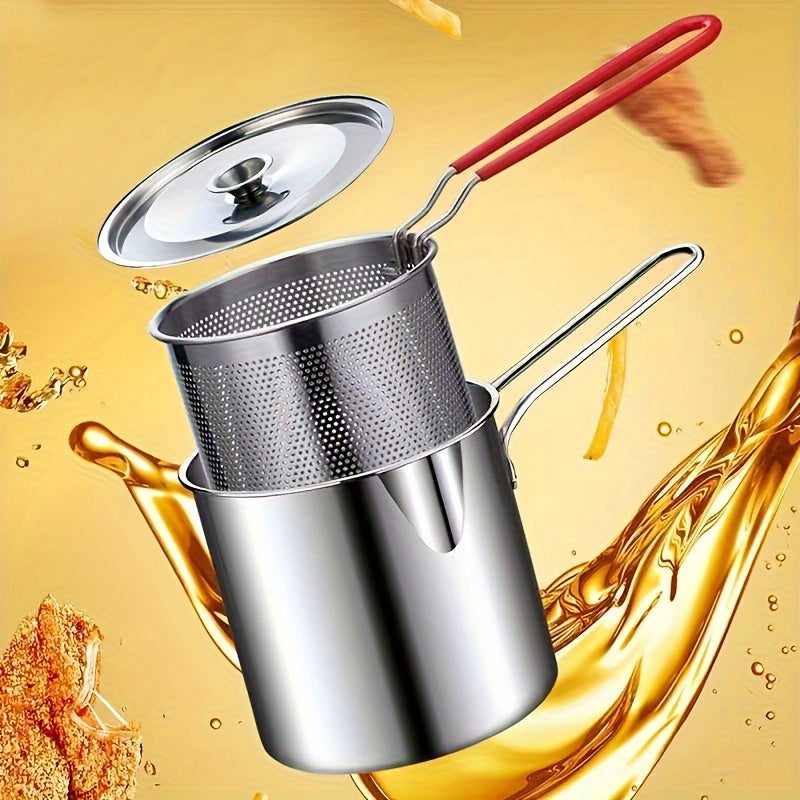 Filtr qutisi va qopqog'li zanglamaydigan po'latdan yasalgan fritöz qozoni, 40.58oz sig'imli. Turli pechlar uchun mos. Uyda, partiyalarda, lagerda, restoranlarda va RVlarda ovqatlarni qovurish uchun ideal.