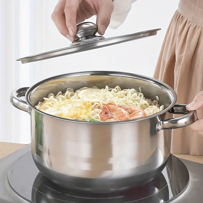 Stainless Steel Cookware Set 10 Pieces with Soup Pot Frying Pan Kitchen Essentials