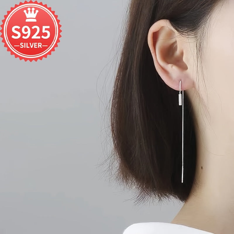 Hypoallergenic Minimalist Tassel Ear Thread Earrings for Women Gift Box