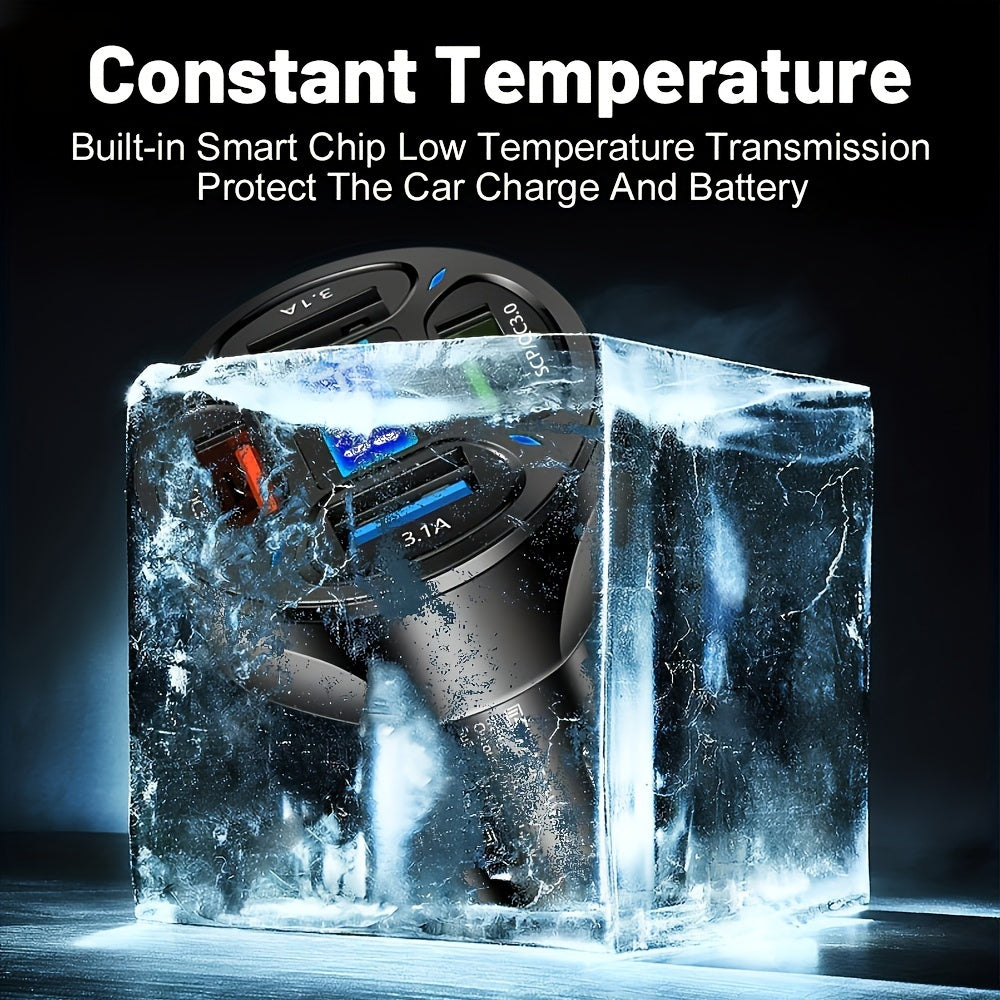 Car Charger Fast Charging 4 USB Digital Display 120W Phone Adapter